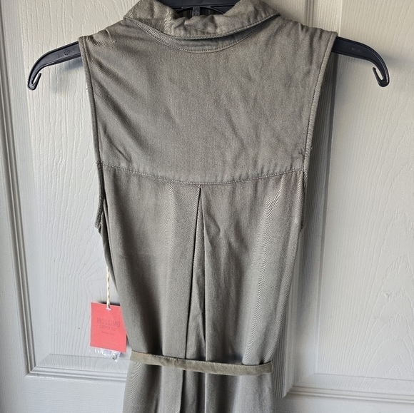 Mossimo Belted Shirt Dress Women S Gray Button Up Sleeveless Utility Pocket New - Picture 11 of 11